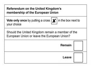 Brexit ballot alternative polling card
